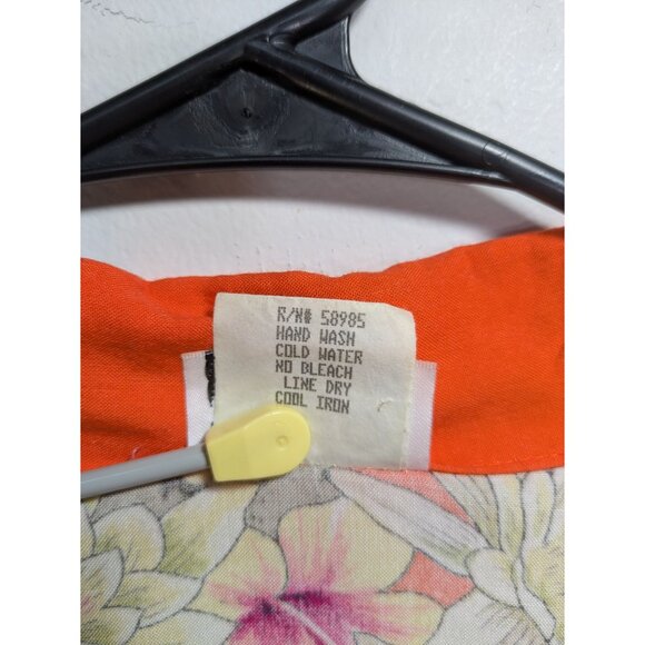 Clio Orange Hawaiian Floral Print Button-Up Shirt Short Sleeves, Size S - Picture 9 of 9